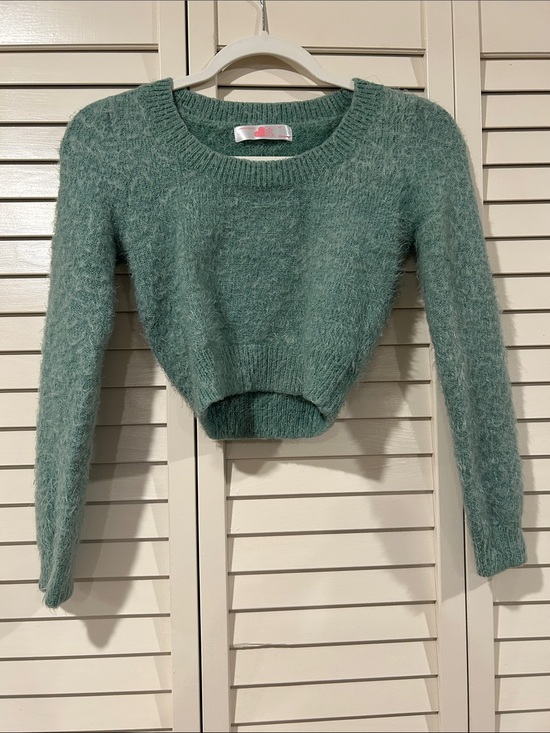 American Apparel Sweaters - American Apparel Cali Sun & Fun Fuzzy Cropped Sweater in Seafoam Size XS